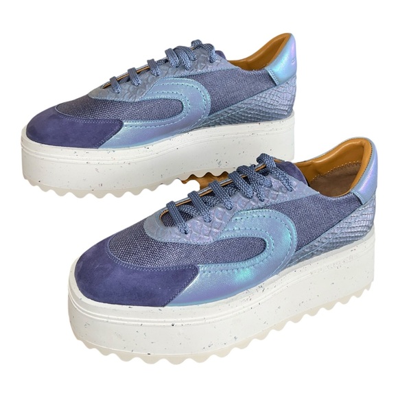Robert Clergerie Shoes - Clergerie Awake Platform Sneakers Azure Iridescent Lambskin EU 38/US 7.5 New